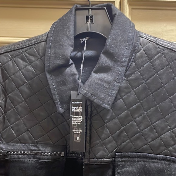 NWT MENS BLACK JOE’S JEANS DENIM AND LEATHER JACKET SMALL - Picture 2 of 4